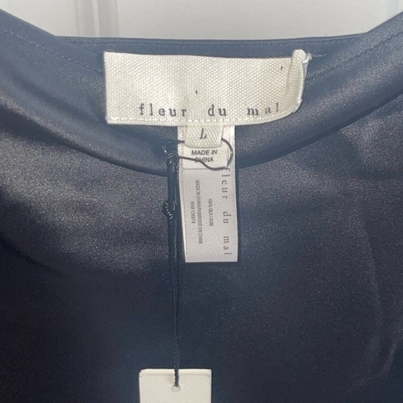 NEW Fleur Du Mal 100% Silk Charmeuse Adjustable Straps Cut-outs Side Detail Lrg - Picture 7 of 14